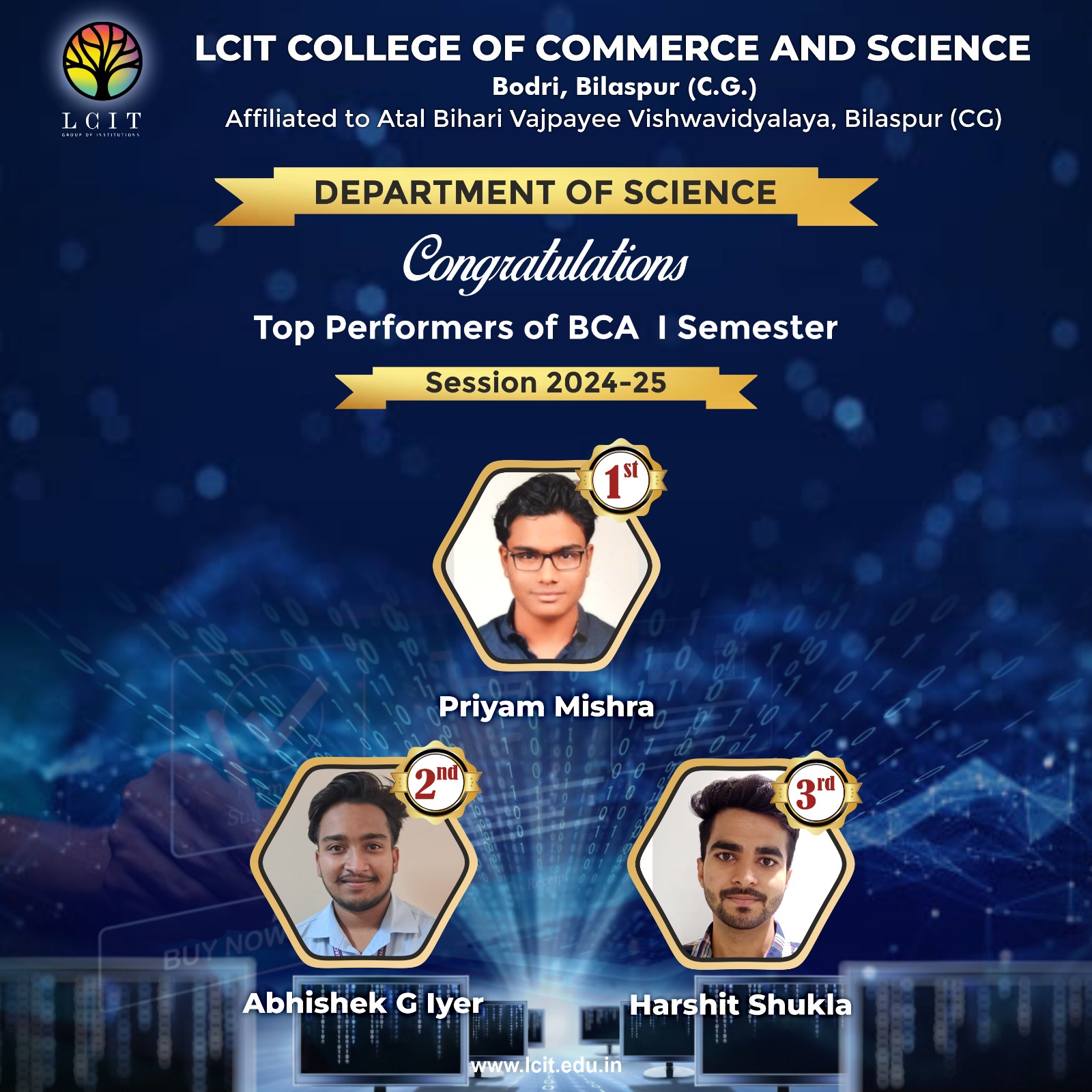Top Performers of BCA I Semester